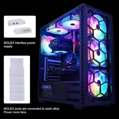 DS RGB Fans 120mm 6 Pack Case Cooling LED Fans for White Black PC Case, CPU Cooler and Radiators System (DK Series) in Saudi Arabia