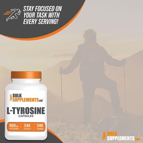 BULKSUPPLEMENTS.COM كبسولات L-Tyrosine - مكمل Tyrosine - كبسولات L Tyrosine 1000mg - مكمل الطاقة والتركيز - 2 كبسولة Tyrosine لكل وجبة - إمداد لمدة 90 يومًا (180 كبسولة) in Saudi Arabia