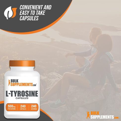 BULKSUPPLEMENTS.COM كبسولات L-Tyrosine - مكمل Tyrosine - كبسولات L Tyrosine 1000mg - مكمل الطاقة والتركيز - 2 كبسولة Tyrosine لكل وجبة - إمداد لمدة 90 يومًا (180 كبسولة) in Saudi Arabia