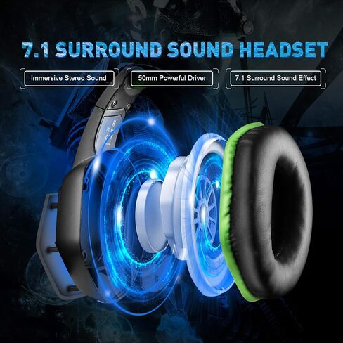 EKSA E1000 USB PC Gaming Headset with Mic, 7.1 Surround Sound | Computer Headphones with Microphone Noise Cancelling, RGB Light, Wired Headphones for PS4, PS5 Console, Laptop, Call Center in Saudi Arabia