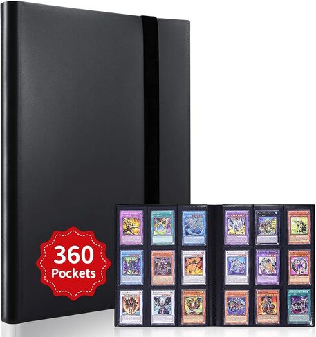 Card Binder 9-Pocket,360 Pockets Game Cards with 20 Sleeves,Trading Card Collection Zipper Binder Holder for Kids Gifts (Black 360Pockets) in Saudi Arabia