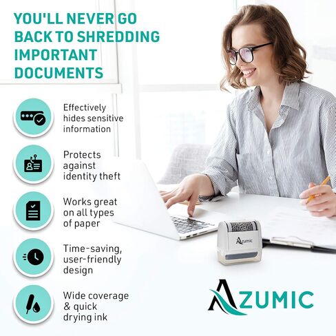 Identity Theft Protection Roller Stamp 6 Pack Refills - Confidential Address Blocker Anti Theft Prevention Stamps - by Azumic (Light Blue) in Saudi Arabia