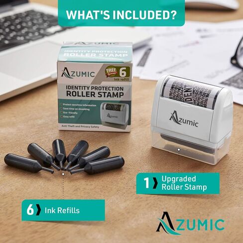 Identity Theft Protection Roller Stamp 6 Pack Refills - Confidential Address Blocker Anti Theft Prevention Stamps - by Azumic (Light Blue) in Saudi Arabia