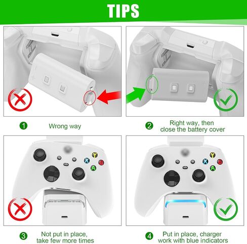 KEKUCULL Dual Dock Charging Station Compatible with Xbox Series X/S, Xbox One/One X/One S Controllers, Efficient Xbox Controller Charger with 2 * 1100mah Rechargeable Controller Battery Packs(Black) in Kuwait