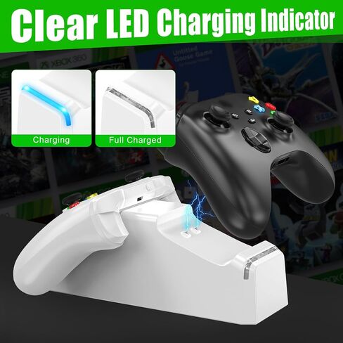 KEKUCULL Dual Dock Charging Station Compatible with Xbox Series X/S, Xbox One/One X/One S Controllers, Efficient Xbox Controller Charger with 2 * 1100mah Rechargeable Controller Battery Packs(Black) in Kuwait