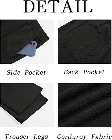 Runcati Mens Corduroy Pants Elastic Waist Drawstring Casual Loose Straight Leg Trousers Relaxed Fit Slacks in Saudi Arabia