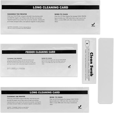 105999-701 12-Pack Cleaning Card 2 Piece Set for Zebra ZXP Series 7 ZXP7 ID Card Printer,12 Printer Path Cleaning Cards and 12 Feeder Cleaning Cards in Kuwait
