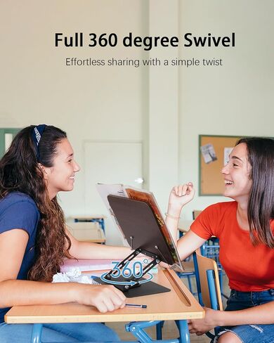 حامل كتب للقراءة، حامل كتب قابل للتعديل مع قاعدة دوارة 360 درجة ومشابك صفحات، حامل كتب طبخ سطح المكتب قابل للطي بدون استخدام اليدين لأوراق الموسيقى والكمبيوتر المحمول والوصفات والكتب المدرسية (أكريليك) in Kuwait