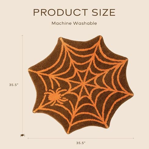 Ashler Halloween Spider Web Rug, Spiderweb Bath Mat for Halloween Decor, Gothic Bathroom Rug, Spiderweb Area Rug Non-Slip Tufted Mats for Front Door, Living Room, Bedroom, Kids' Room, 1.8x3ft, Black in Saudi Arabia