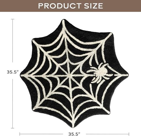 Ashler Halloween Spider Web Rug, Spiderweb Bath Mat for Halloween Decor, Gothic Bathroom Rug, Spiderweb Area Rug Non-Slip Tufted Mats for Front Door, Living Room, Bedroom, Kids' Room, 1.8x3ft, Black in Saudi Arabia