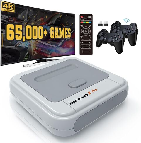 وحدة تحكم ألعاب Kinhank Retro بسعة 128 جيجابايت، وحدة تحكم Super Console X PRO مدمجة أكثر من 95,000 لعبة، أنظمة وحدة تحكم ألعاب فيديو لإخراج 4K TV HD/AV، أنظمة مزدوجة (128 جيجا) in Kuwait