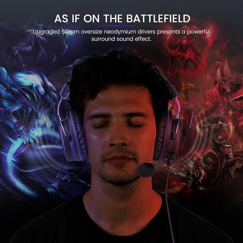 سماعة EKSA E900 مع ميكروفون للكمبيوتر الشخصي، PS4، PS5، Xbox - ميكروفون إلغاء الضوضاء قابل للفصل، صوت محيطي ثلاثي الأبعاد، مريح قوي، سماعة رأس سلكية للألعاب والكمبيوتر والكمبيوتر المحمول والمحول والمحمولة (مقبس 3.5 مم) in Kuwait