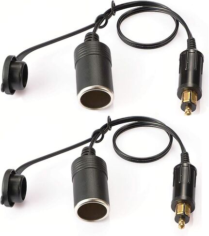 iMESTOU European Male Din Plug-US Female Cigarette Lighter Socket Adapter 12V-24V with Waterproof Cover in Saudi Arabia