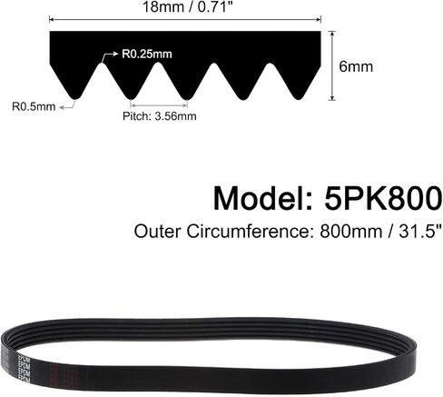 uxcell 5PK327/5PK830 Serpentine Belt 5 Ribs 830mm Length x 18mm Width x 5mm Thick, EPDM Poly V Belt, Micro V-Ribbed Belt for Vehicle in Saudi Arabia
