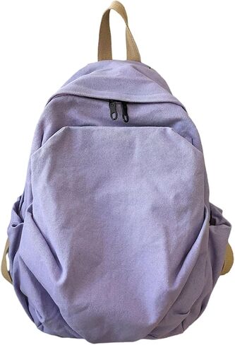 Women's canvas bag, men's and women's large capacity leisure backpack, men's and women's travel backpack (Black,One Size) in Saudi Arabia