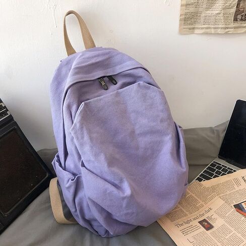 Women's canvas bag, men's and women's large capacity leisure backpack, men's and women's travel backpack (Black,One Size) in Saudi Arabia