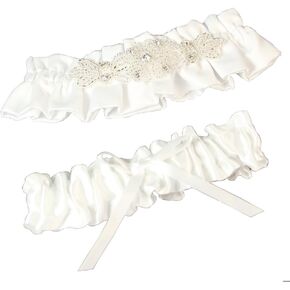 Ivy Lane Design Wedding Accessories Brides Garter Set, Adriana, Ivory