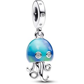 Pandora Color-Changing Jellyfish Dangle Charm - Compatible Moments Jewelry - Stunning Jewelry for Women - Great Gift for Her - Sterling Silver & Enamel with Cubic Zirconia - With Gift Box