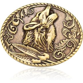BBOTEN Western Belt Buckle for Men, Norse Viking Wild Wolf Deer Eagle Bull Belt Buckle, Novelty Belt Buckle