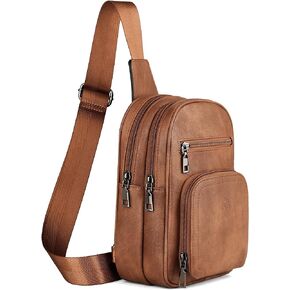 FADEON Women Sling Bags Large Capacity Crossbody Bags, Designer Leather Sling Purse Packs Travel Chest Bag