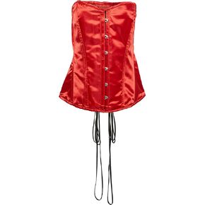 Daisy corsets womens Red Satin Overbust Corset W/Busk Closure