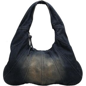 CORIOS Women Denim Handbag Large Capacity Shoulder Bag Casual Tote Bag Retro Top Handle Bag Jean Purse Lightweight Hobo Bag