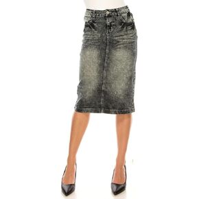 Womens Plus/Juniors Mid Waist Below Knee Length Denim Skirt in Pencil Silhouette in Kuwait