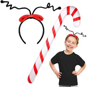 Cat Headband and Inflatable Candy Cane for Girls World Book Day Dress Up