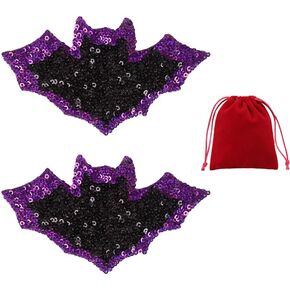CJKDXDH Halloween Bat Nipple Covers Shiny Sequin Chest Stickers Reusable Adhesive Silicone Breast Pasties Invisible Bra