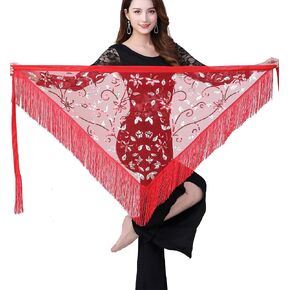 Women Belly Dance Triangle Hip Scarf Skirt with Fringe & Sequin Raves Halloween Costume in Kuwait