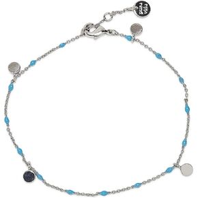 Pura Vida Anklet 9" Silver Enamel Chain Beaded Anklet - Ankle Bracelets for Women with Dangling Charms - Silver Anklets for Women, Cute Anklets for Teen Girls, Boho Jewelry for Women - 1" Extender