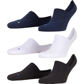 FALKE Size 6.5-8.5, Cool Kick No Show Essential Colors Bundle, Black White Blue