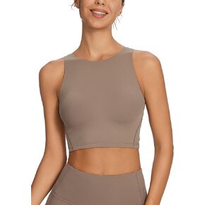 BALEAF Nuleaf High Neck Longline Sports Bra for Women U Back Workout Tank Top Padeed Yoga Crop Tops