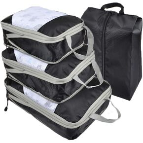 AUXDIQ 4 PCS Compression Packing Cubes for Suitcase Travel Luggage Organizer Bags Set Packing Organizers Compression Suitcase Bag Travel Essential Bag