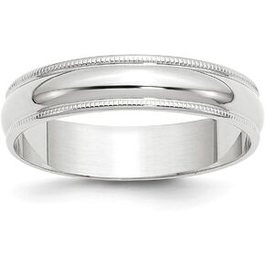 Sonia Jewels 10k White Gold 5mm Milgrain Plain Classic Dome Wedding Band Ring