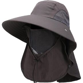 Outrip Sun Hat for Men Women Wide Brim Fishing Hat with Face Cover & Neck Flap Outdoor Sun Protection Hat