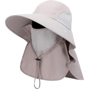 Outrip Sun Hat for Men Women Wide Brim Fishing Hat with Face Cover & Neck Flap Outdoor Sun Protection Hat