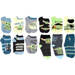 STAR WARS Boys The Mandalorian Baby Yoda 12 Days of Socks Advent Calendar Box Set - No Show, Quarter, and Crew Socks