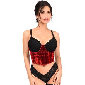 Daisy corsets womens Lavish Red Velvet Underwire Waist Cincher CorsetCorset