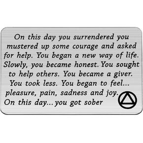 TIIMG Sobriety Gift Addiction Recovery Gift AA Gift NA Gift 12 Step Gifts Alcoholics Anonymous AA Recovery Sobriety Wallet Insert Card (AA necklace)