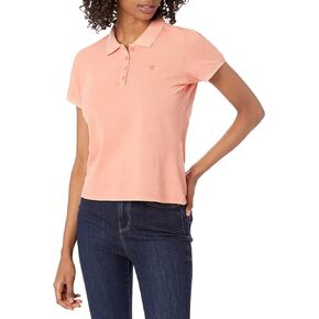 GUESS Women's Essential Short Sleeve Logo Pique Polo