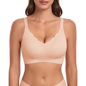 SERSARY Women Wireless Seamless Bra Full Coverage Wavy Padded No Underwire Comfort V Neck Smooth Bralettes