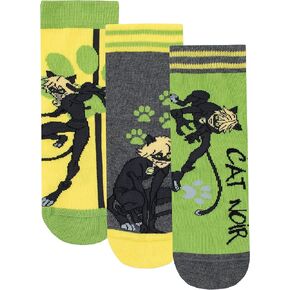 Miraculous Ladybug Boys' Cat Noir Socks Pack of 3 in Kuwait