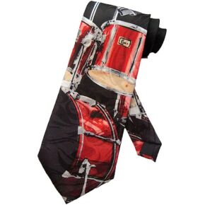 Mens Drum Set Drummer Band Necktie - Black - One Size Neck Tie