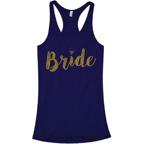 Threadrock Women's Bride Gold Script Racerback Tank Top