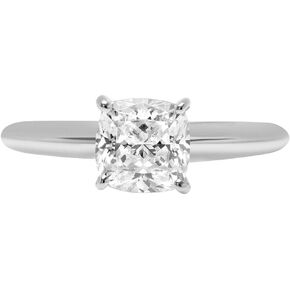 Clara Pucci 1.0 ct Cushion Cut Solitaire Genuine Moissanite Engagement Wedding Bridal Promise Anniversary Ring in 14k White Gold