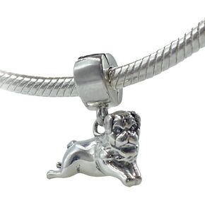 BOLENVI PUG Puggle Mastiff Dog 925 Sterling Silver Dangle Pendant X Charm Bead For Pandora & Similar Charm Bracelets or Necklaces