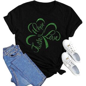 Women St Patricks Day Shirts Shamrock Graphic Casual Tshirts Cute Lucky Irish Tee Spring