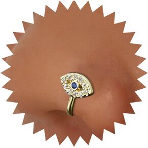 Boho Crystal Evil Eye Nose Ring Gold Fake Septum Nose Rings U Shaped Clip On Nose Stud Cz Eye Nose Ring Cuff Evil Eye Non Piercing Nose Ring Jewelry for Women and Girls