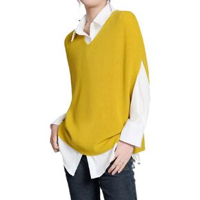 Women's V Neck Sweater Vest Oversized Sleeveless Loose Knit Tops